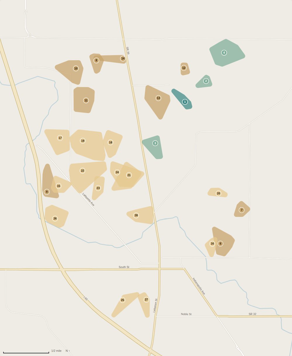 Map of Lebanon neighborhoods shaded by median sale price